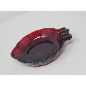 Vintage Anchor Hocking Ashtray‎ Royal Ruby Red Glass Cigar Cigarette Leaf Shaped